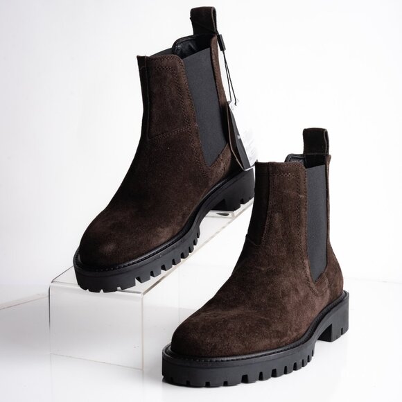 Massimo Dutti Womens Suede Ankle Boots Dark Brown US 6.5 EU 37 NWT 1104/450 - Picture 1 of 8